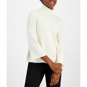 Anne Klein Women's Bell-Sleeve Pullover Sweater Anne White Size M